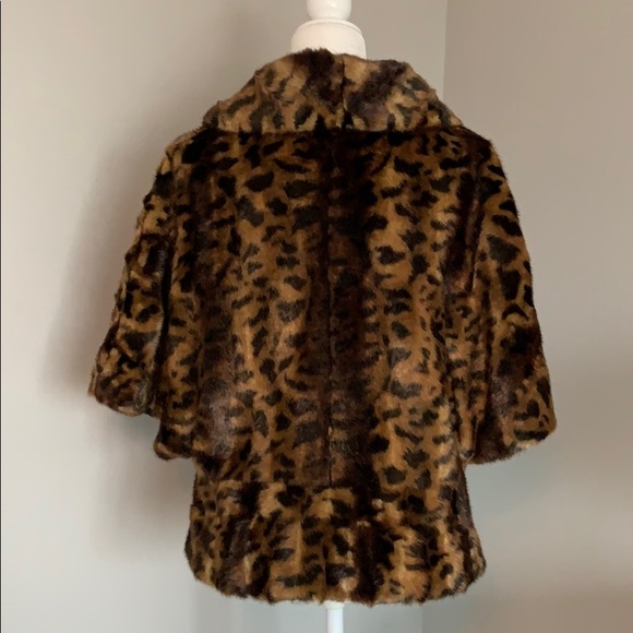 Calvin Klein faux fur leopard brown black coat - Picture 4 of 9